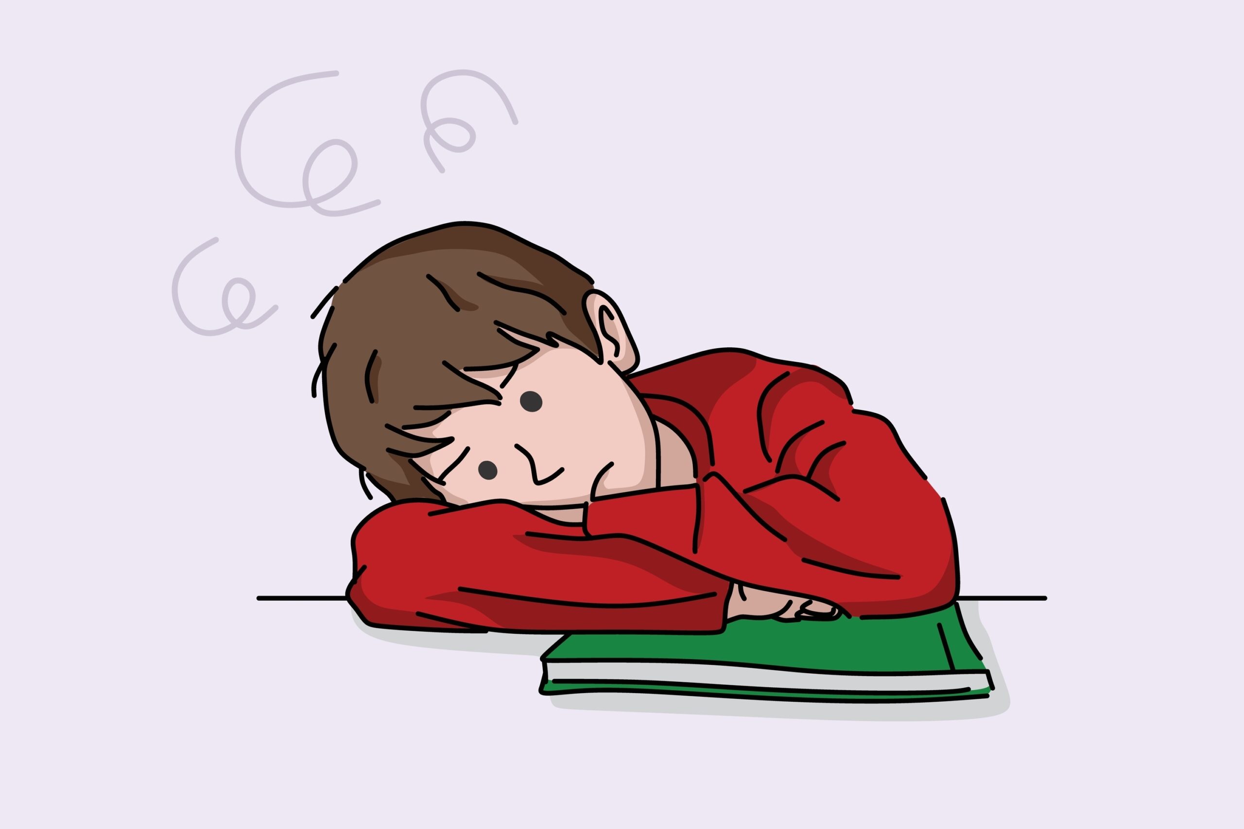 image of kid with adhd on a book