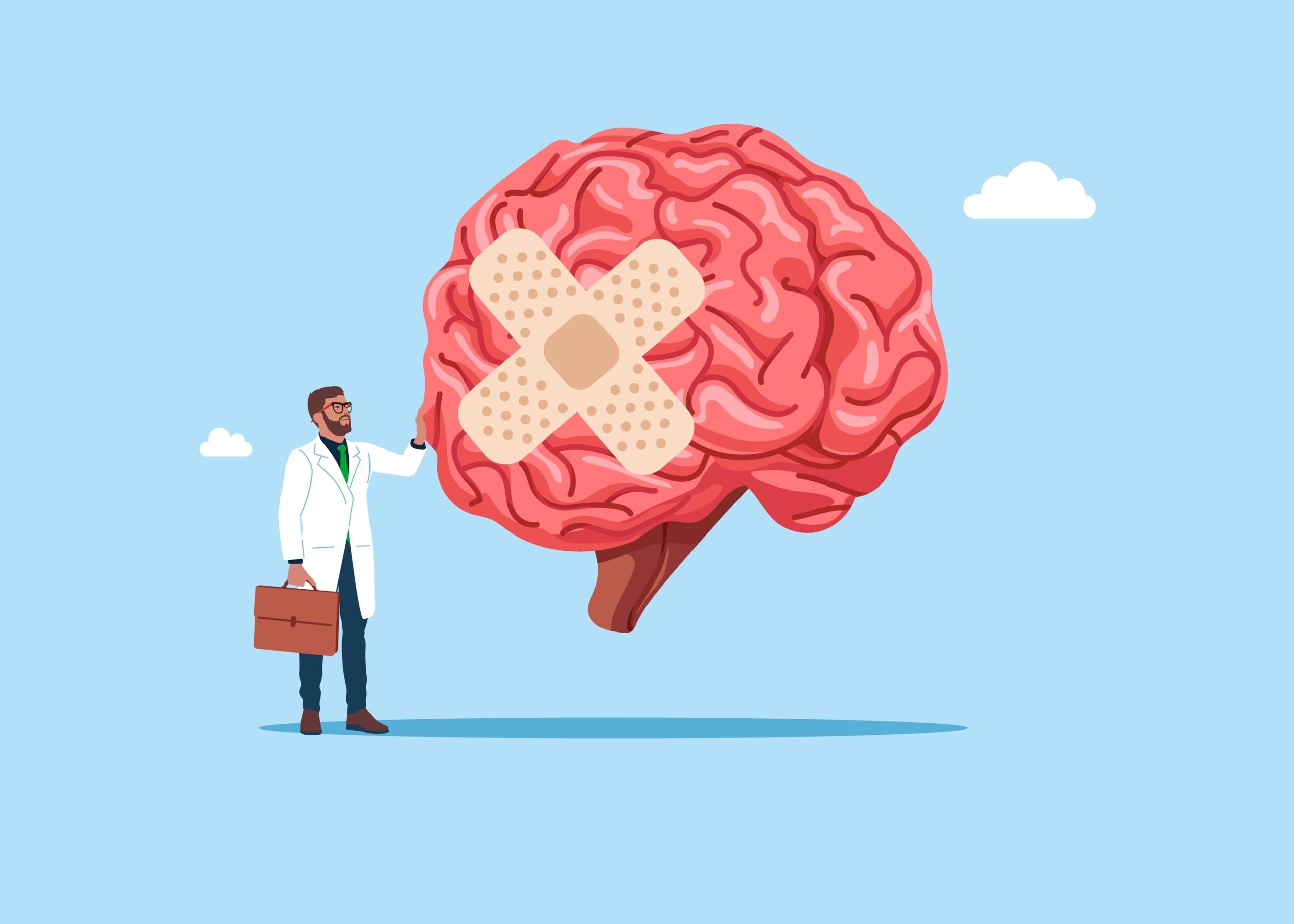 the,physician,,specialist,holds,a,big,sign, ,human,brain